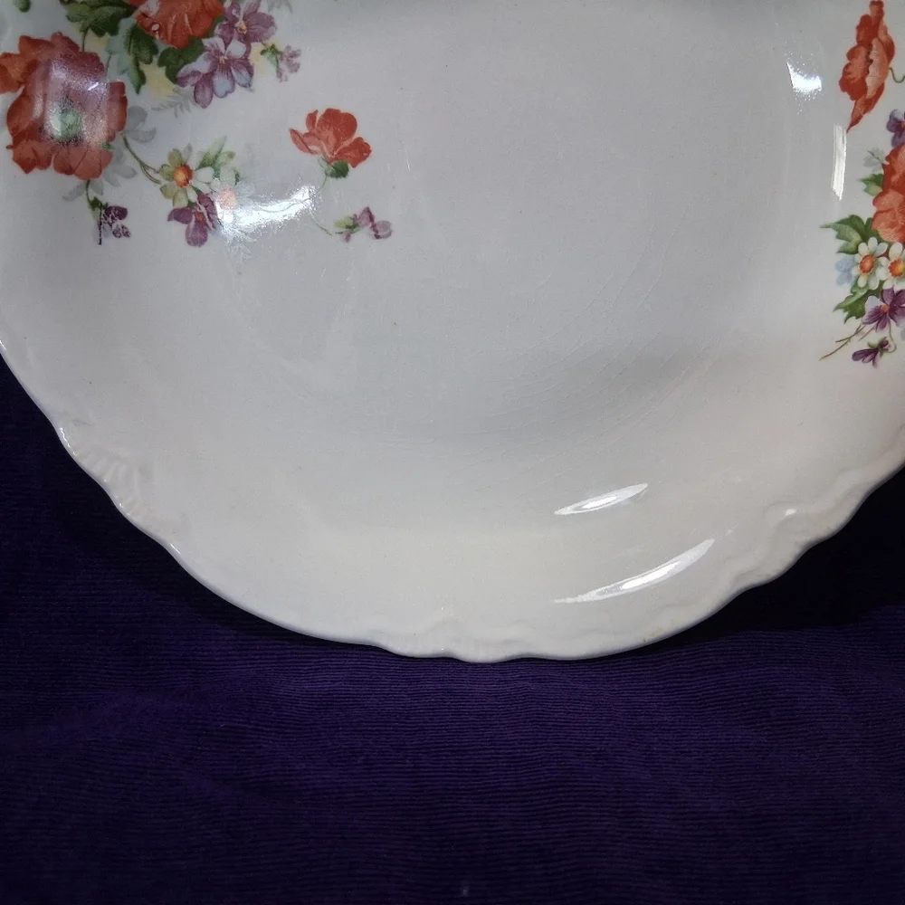 Vintage Homer Laughlin Dish Shallow Bowl Red Poppy Pattern Plate